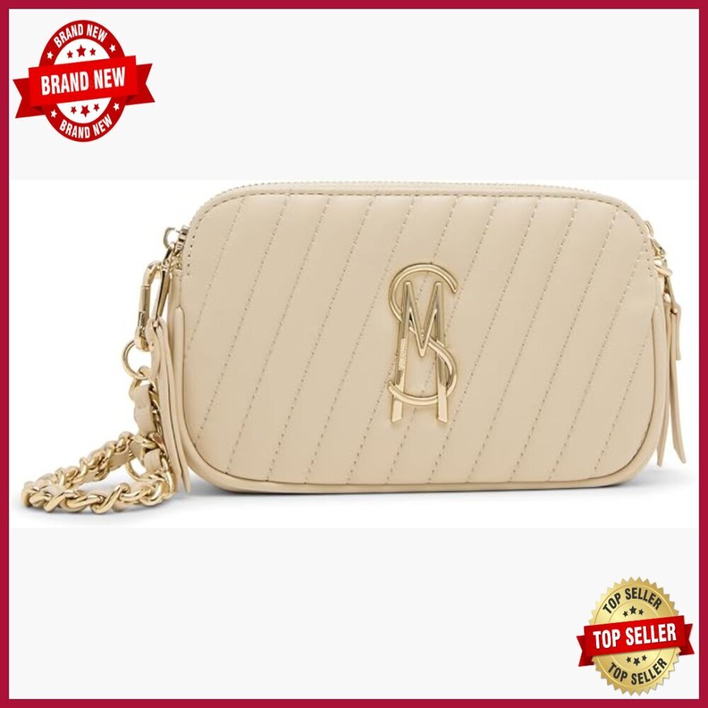 Diagonal Quilted Crossbody Bag with Double Zip Closure and Adjustable Strap